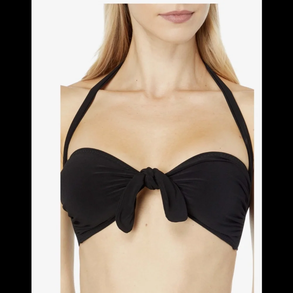 NWT Norma Kamali [ XS ] Tie-Front Bra‎ Bikini Top in Black